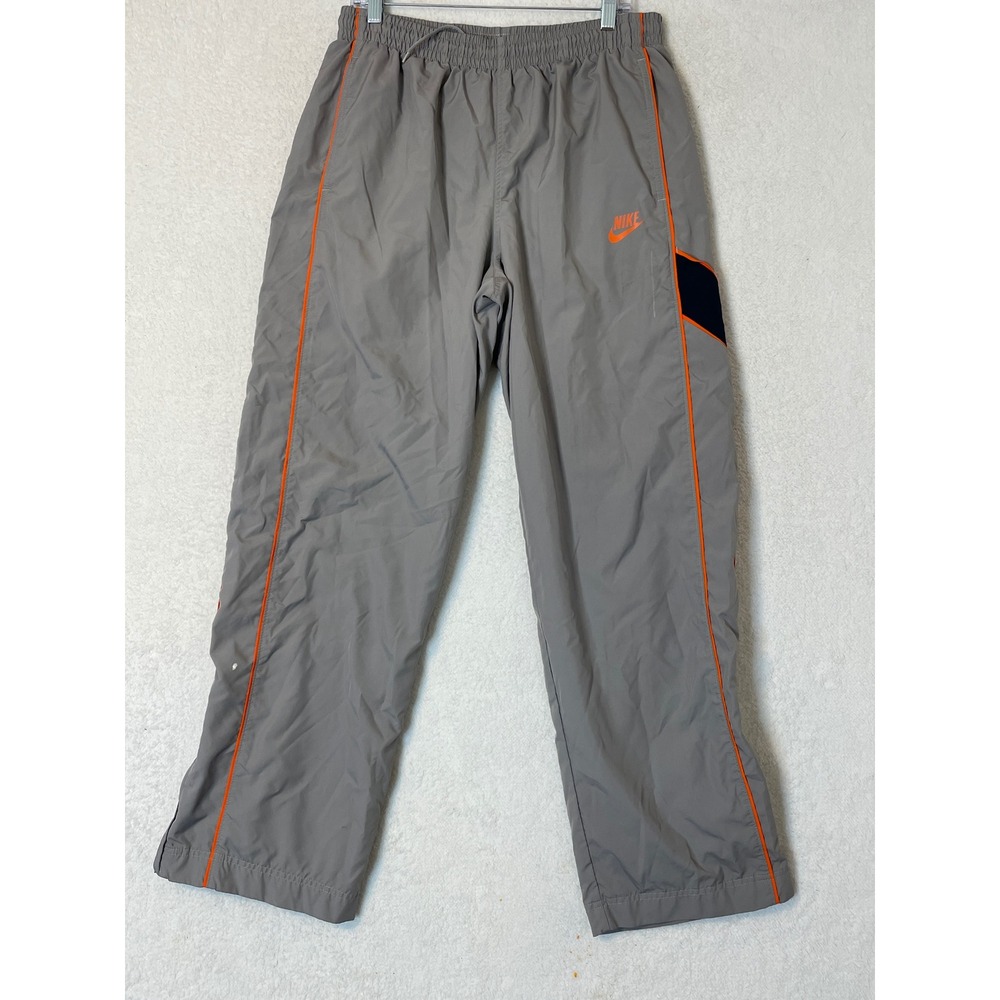 Nike Sportswear Mens Track Pants Gray Orange Piping Zipper Cuffs Size L AF67